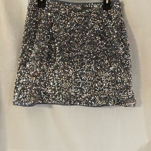 SHEIN Silver Sequin Mini Skirt